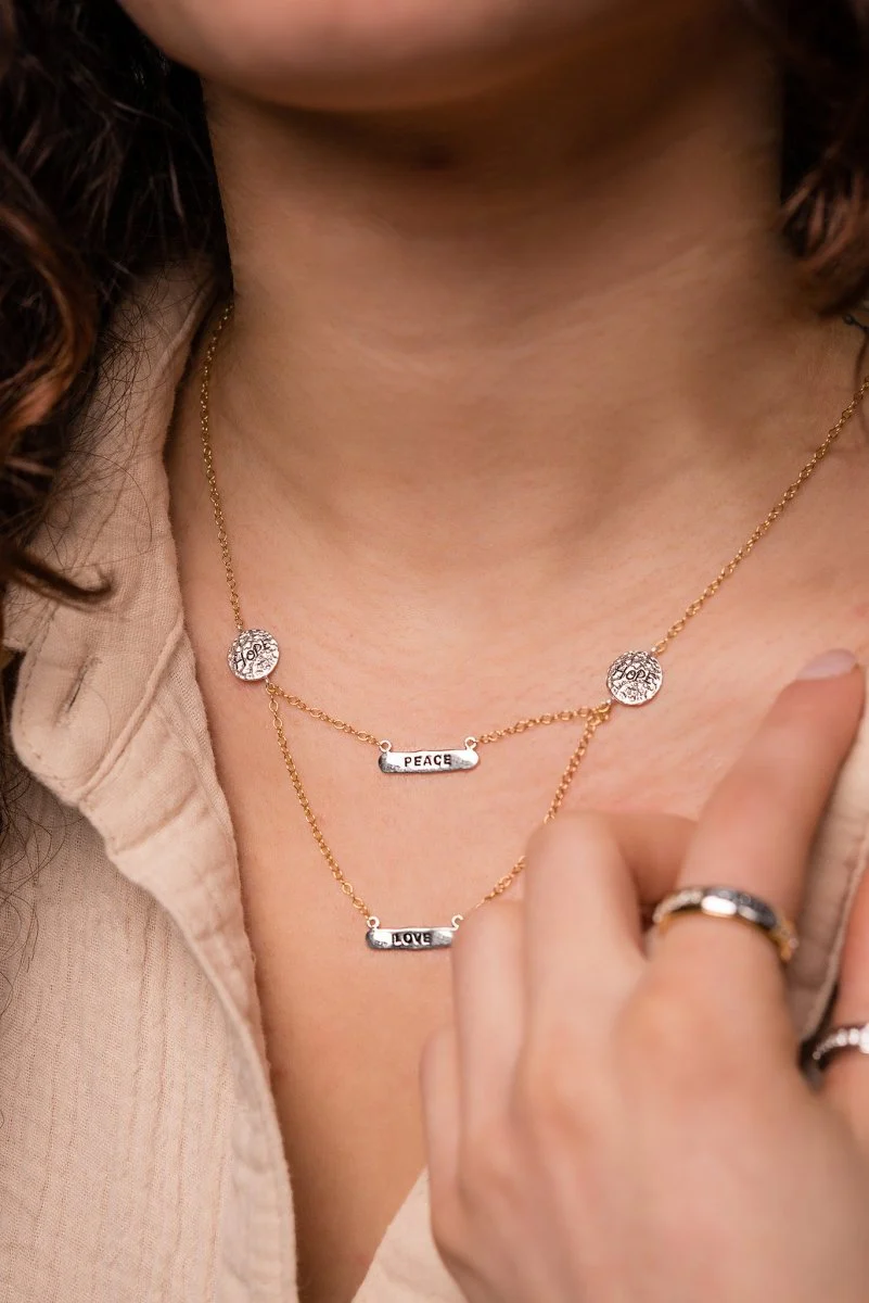 18K Gold Peace & Hope Necklace™ in White Zircon & Cultured Freshwater Pearl - Image 3