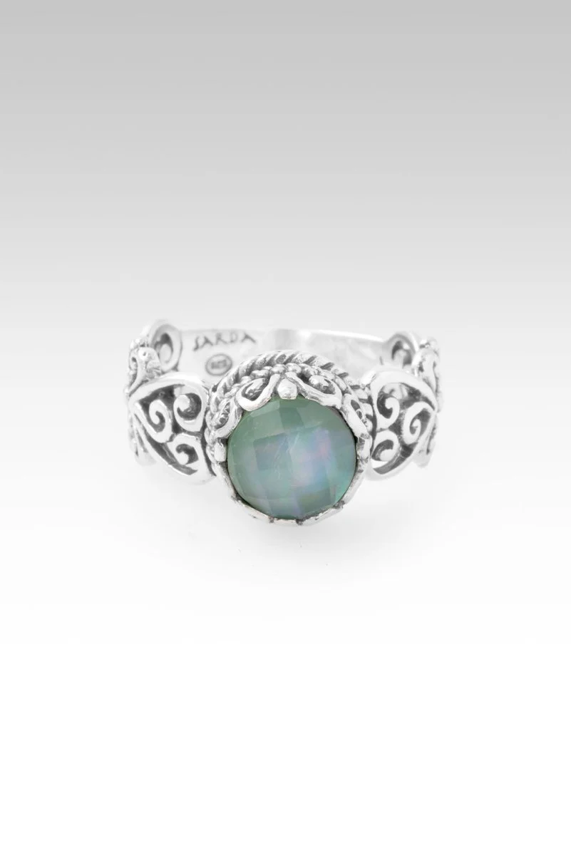 Faithful Then & Now Ring™ in Sea Green Chalcedony Mother of Pearl Quartz