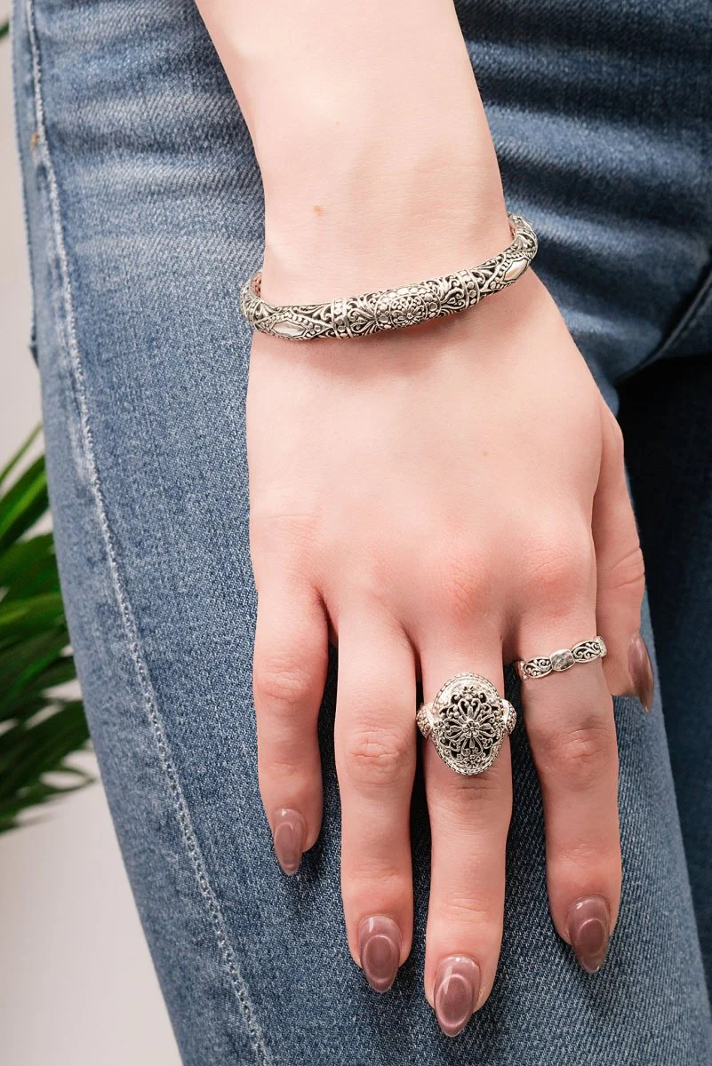 Forgiveness is Freedom Cuff Bracelet™ in Tree of Life & Hammered - Image 2