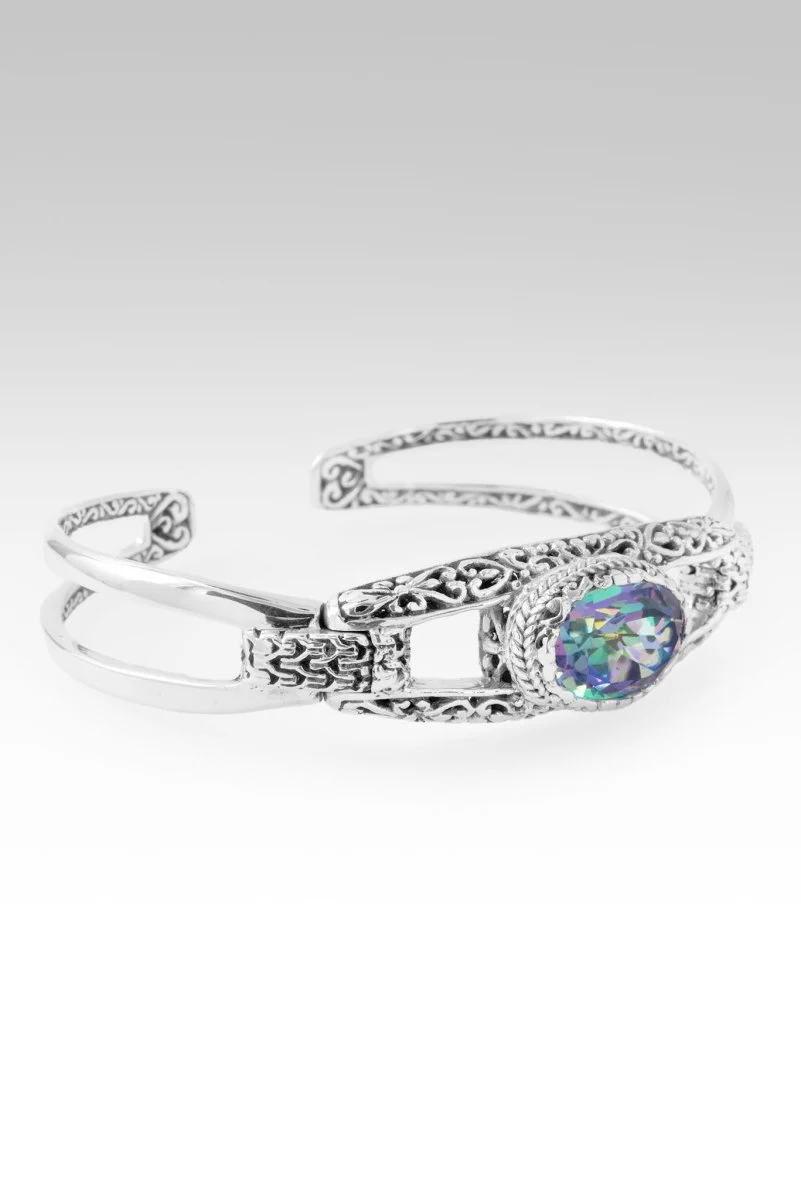He Calms the Storms Cuff Bracelet™ in Picasso Green™ Mystic Quartz - Image 2
