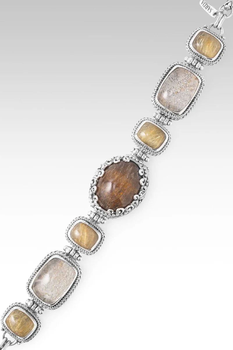 He Doesn't Make Mistakes Bracelet™ in Cacoxenite, Garden Quartz & Gold Rutilated Quartz