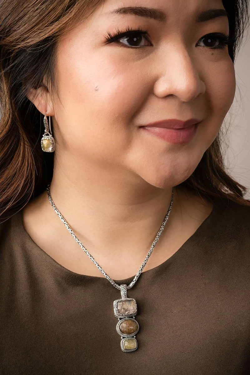 He Doesn't Make Mistakes Pendant™ in Garden Quartz, Cacoxenite & Gold Rutilated Quartz - Image 2