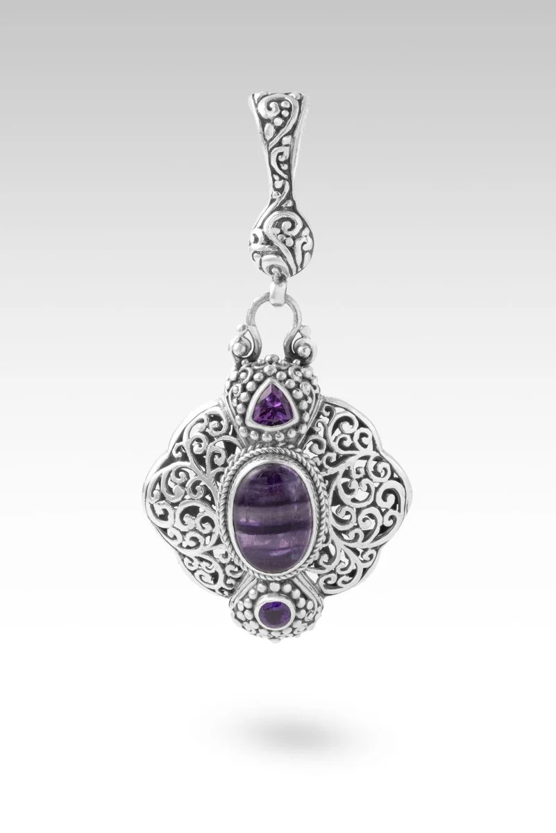 He Fights Our Battles Pendant™ in Purple Banded Fluorite & Amethyst