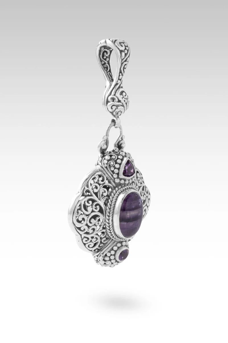 He Fights Our Battles Pendant™ in Purple Banded Fluorite & Amethyst - Image 2