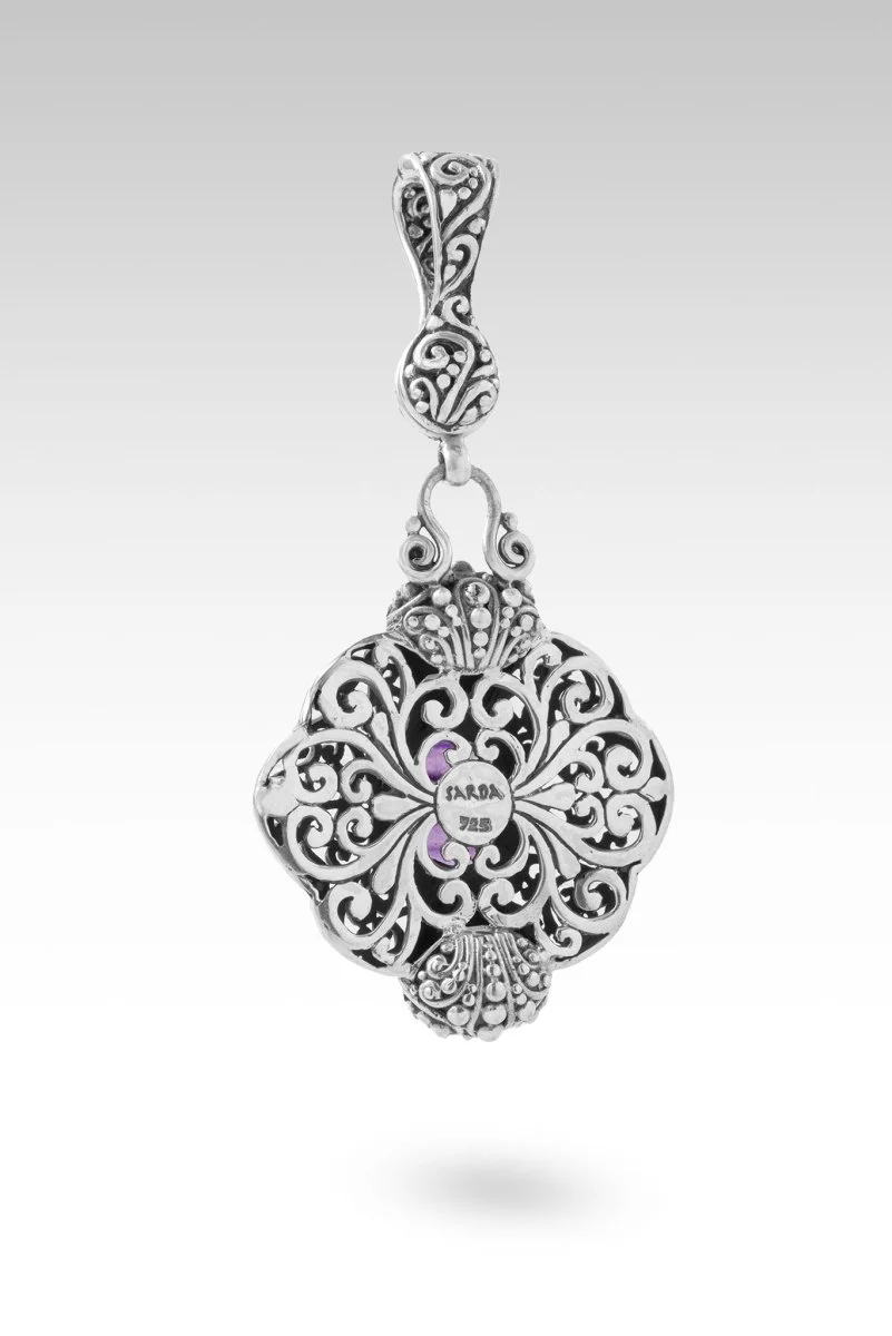 He Fights Our Battles Pendant™ in Purple Banded Fluorite & Amethyst - Image 3
