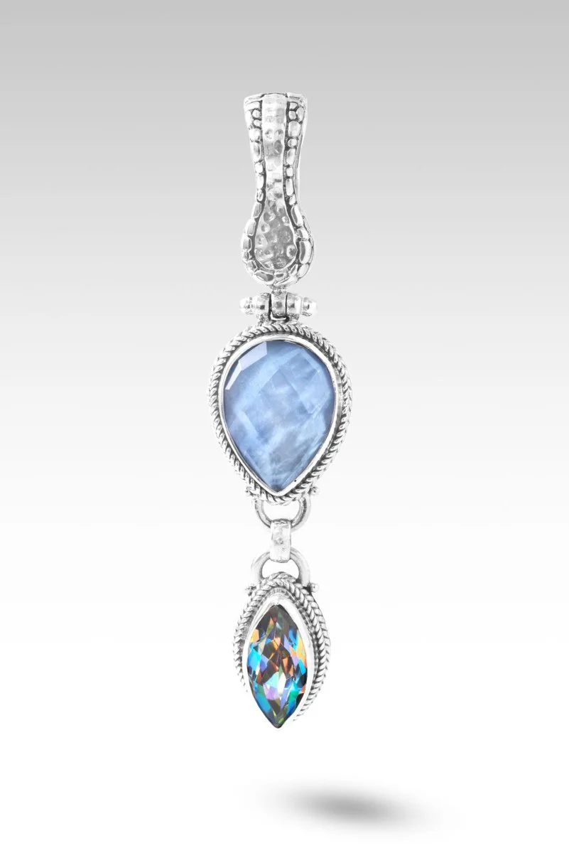 Hello Extraordinary, Goodbye Ordinary Pendant™ in Blue Quartz Mother of Pearl and Fire & Ice™ Mystic Quartz