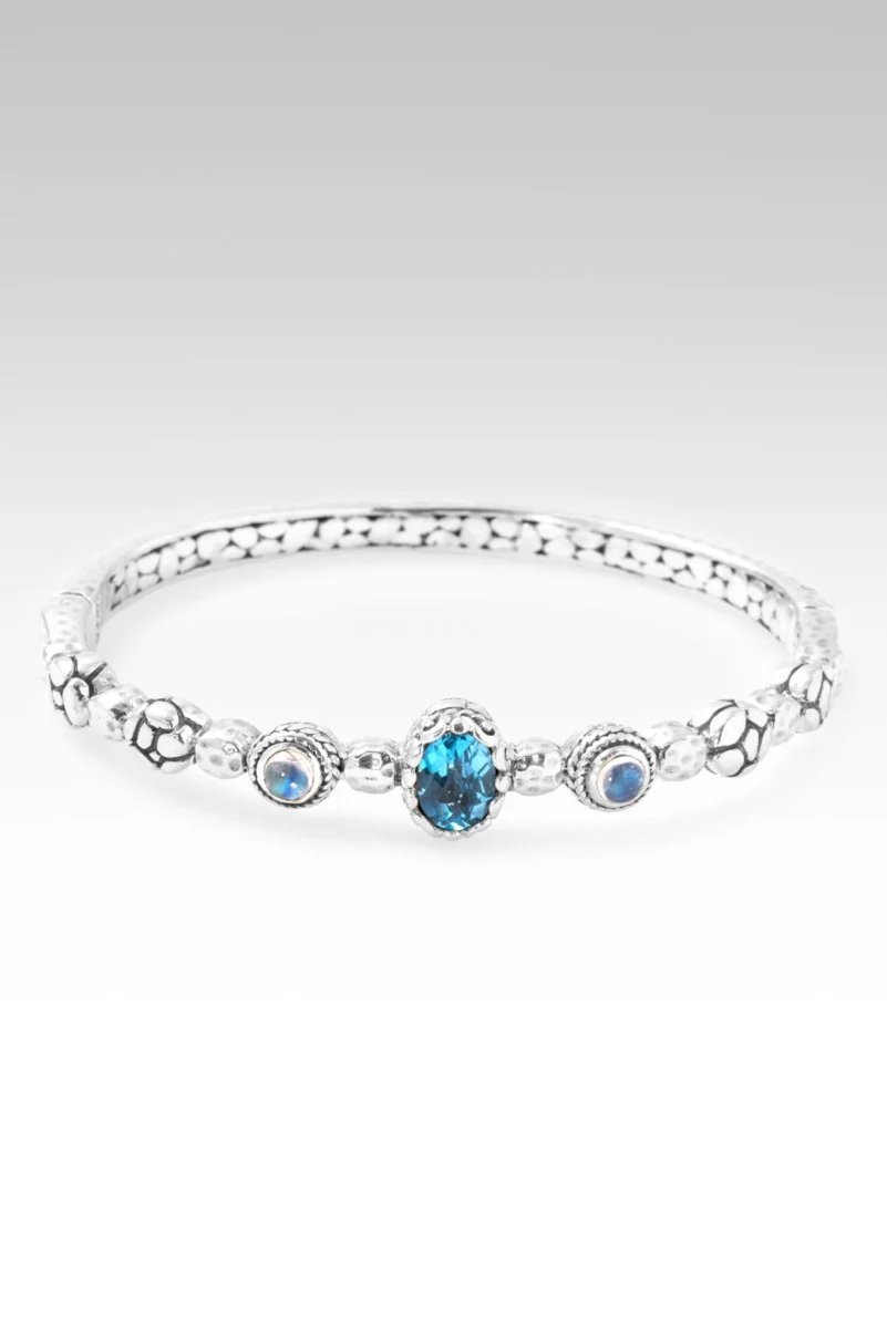 Hello Hope, Goodbye Hopelessness Bangle Bracelet™ in Swiss Blue Topaz & Rainbow Moonstone