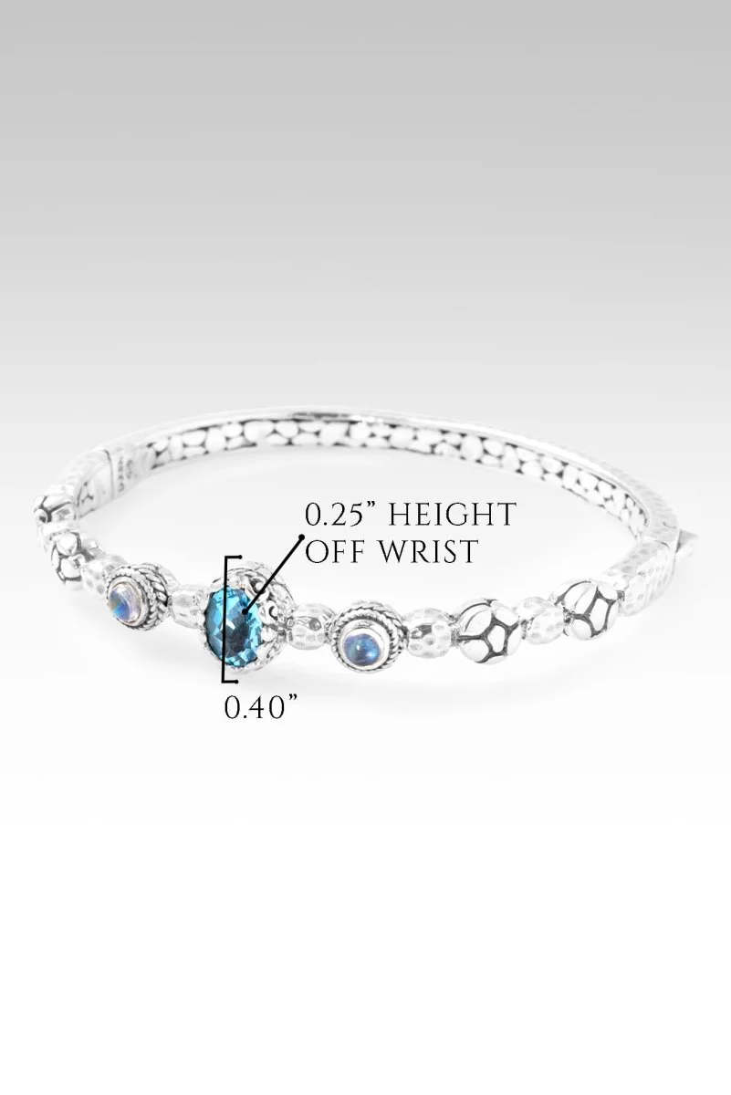 Hello Hope, Goodbye Hopelessness Bangle Bracelet™ in Swiss Blue Topaz & Rainbow Moonstone - Image 7
