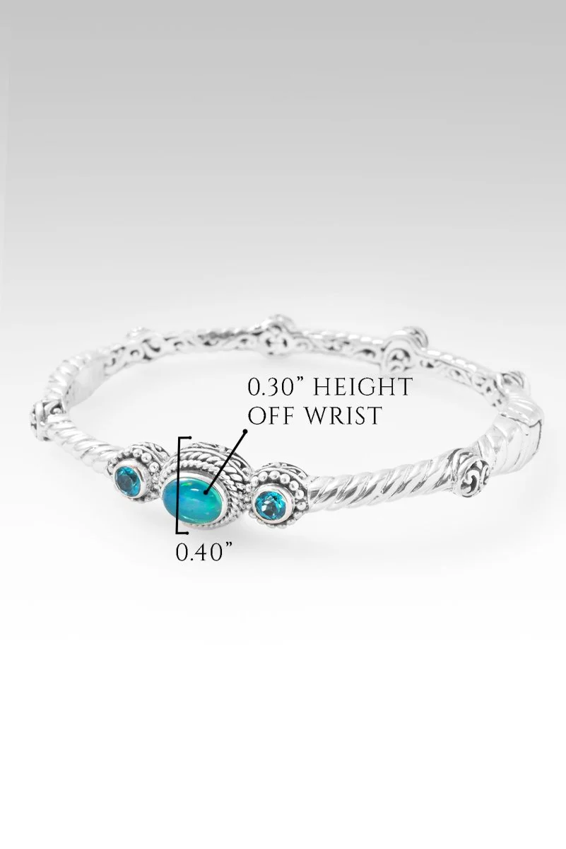 Hello New Horizon, Goodbye Barriers Bangle Bracelet™ in Paraiba Ethiopian Opal & Bali Breeze™ Mystic Topaz - Image 7