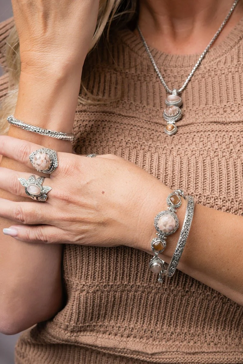 Hope's Radiance Bracelet™ in Flower Agate, Peach Moonstone & Gold Sunstone - Image 2