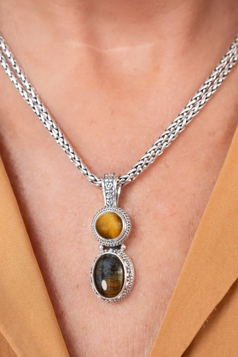 I Am His Treasure Pendant™ in Blue Tiger's Eye & Tiger's Eye - Image 2