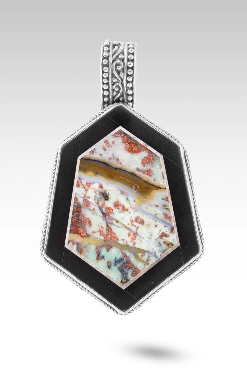 I See Him In Everything Pendant™ in Golden Fuchsite & Black Calcite