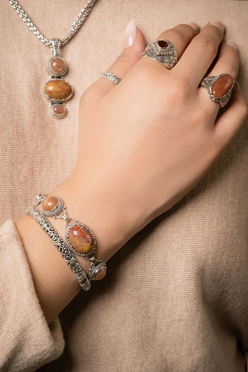 King of Everything Bracelet™ in Petrified Coral, Peach Sunstone, Peach Moonstone & Champagne Moonstone - Image 2