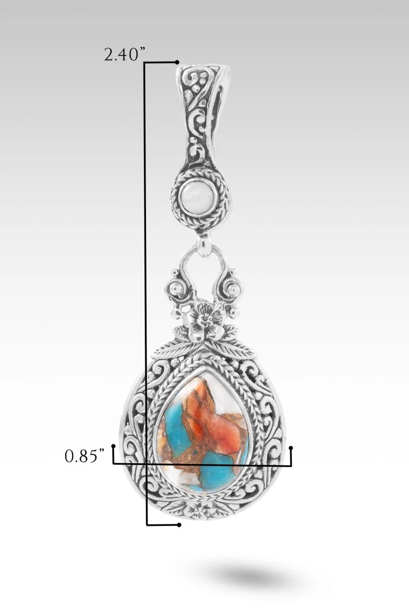 Let Faith Arise Pendant™ in Kingman Turquoise Spiny Oyster & White Mother of Pearl - Image 4