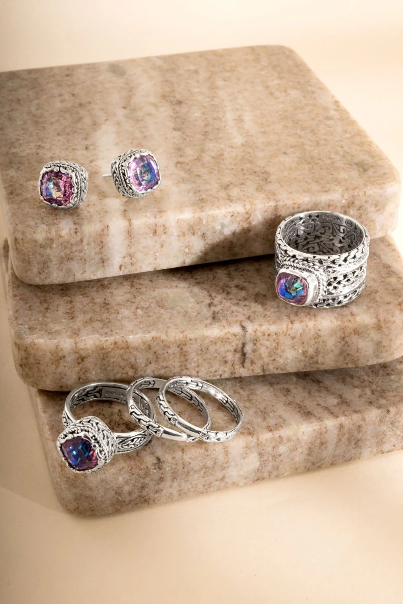 Light and Salvation Ring Set of 3™ in Rainbow Sherbet™ Mystic Quartz - Image 3