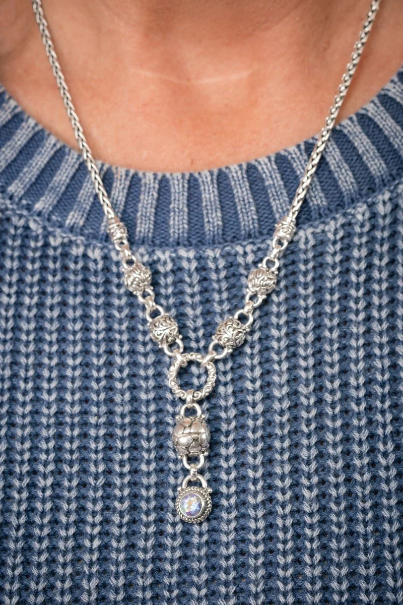 Linked in Faith Interchangeable Necklace™ in Mercury Mist™ Mystic Topaz - Image 2