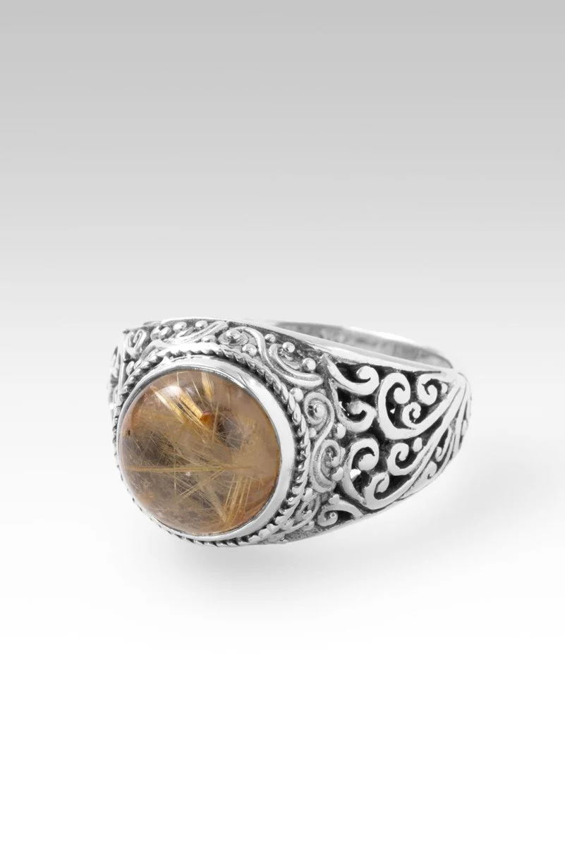 Love Destroys Fear Ring II™ in Gold Rutilated Quartz