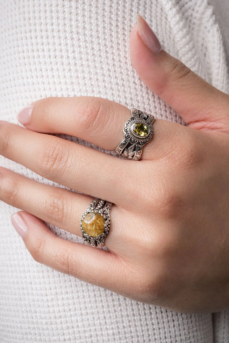 Love Destroys Fear Ring III™ in Gold Rutilated Quartz - Image 2