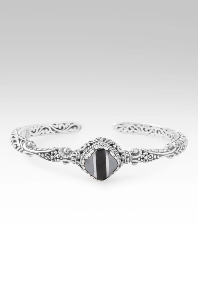 Love One Another Cuff Bracelet™ in Onyx Hematine Mother of Pearl Mosaic