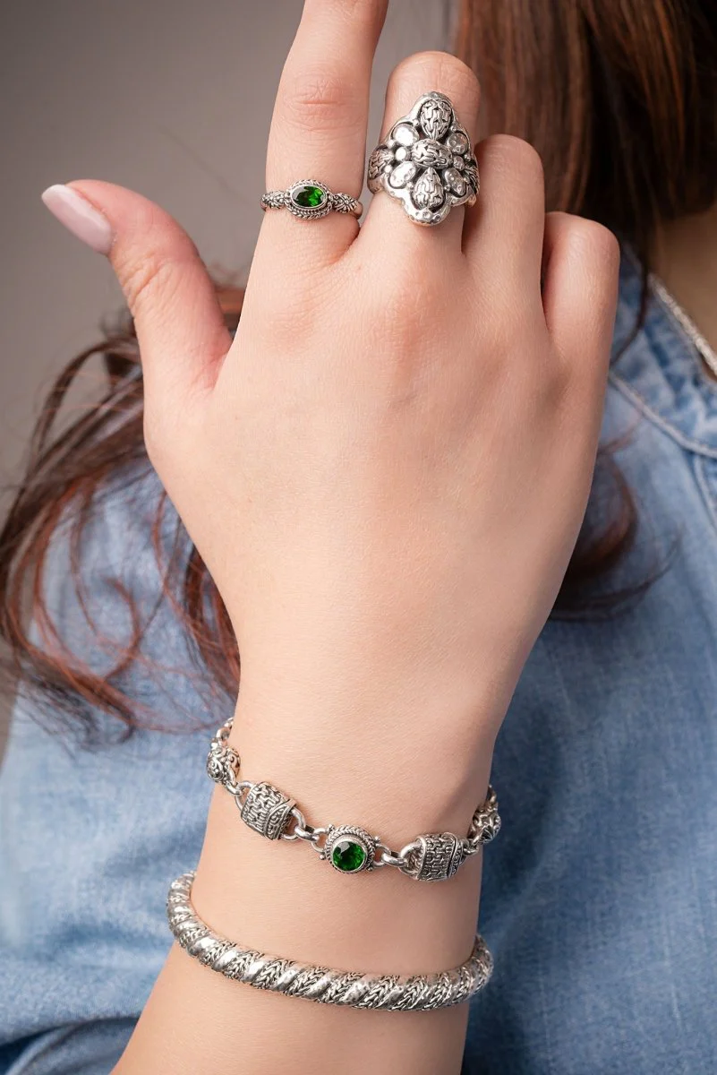Linked in Faith Interchangeable Bracelet™ in Chrome Diopside - Image 2