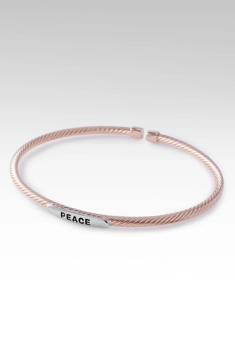Rose Gold Peace & Hope Cuff™ in Rhodium Over Sterling Silver - Image 2