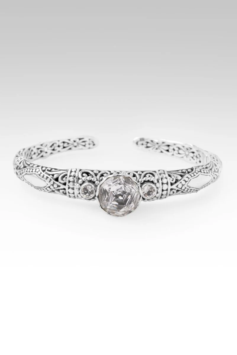 Peace in & Thru It Cuff Bracelet™ in White Quartz & White Topaz