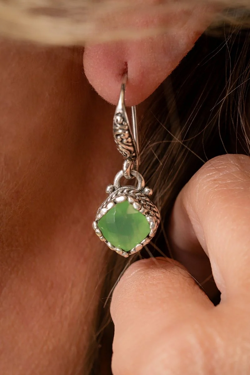 Plan Amidst Suffering Earrings™ in Green Chalcedony - Image 2