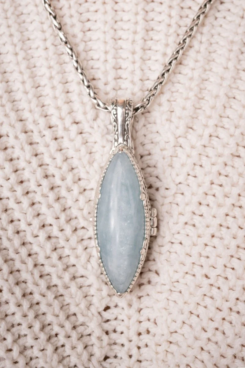 See Evidence U Exist Locket Pendant™ in Aquamarine - Image 2