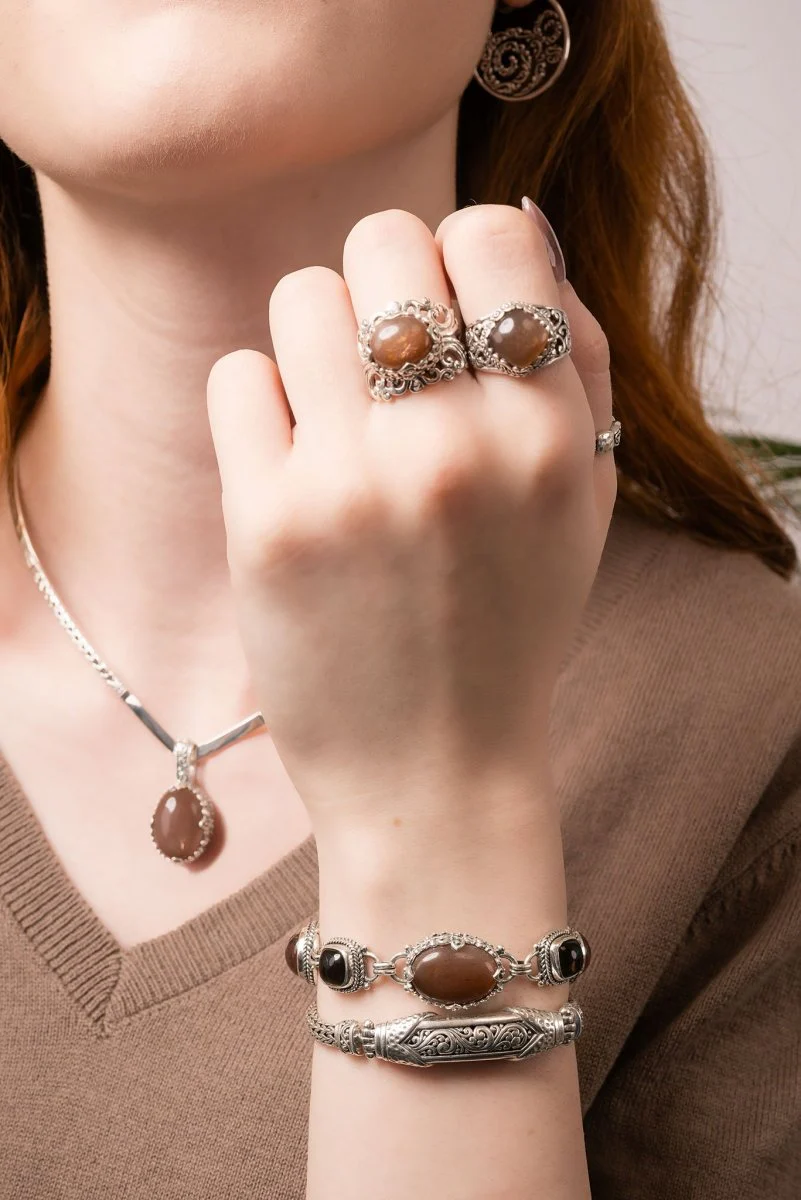 Story To Tell Bracelet™ in Rainbow Latte Sunstone, Galaxy Quartz, Smoky Quartz & Gold Sunstone - Image 2