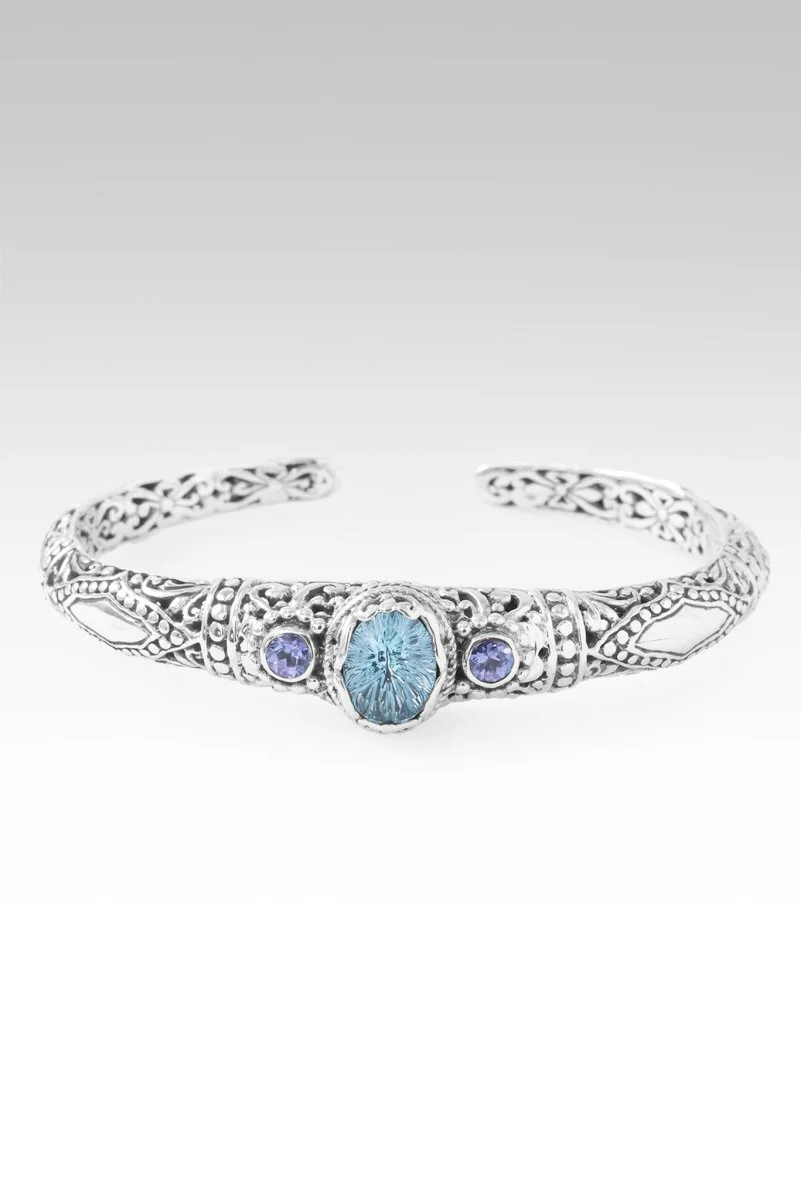 Surrender Brings Peace Cuff Bracelet™ in Arctic Blue Topaz & Tanzanite