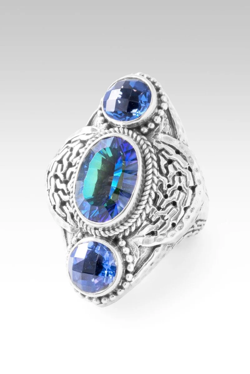 U R In The Right Place Ring™ in Odyssey Universe™ Mystic Quartz & Blue Violet Fluorite