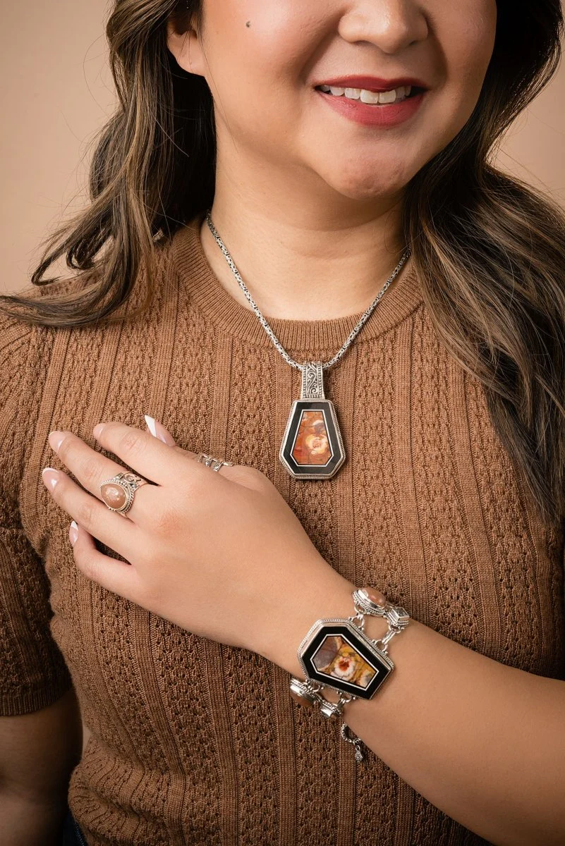 U R Made for Heaven Bracelet™ in Bird's Eye Rhyolite, Peach Sunstone & White Topaz - Image 6