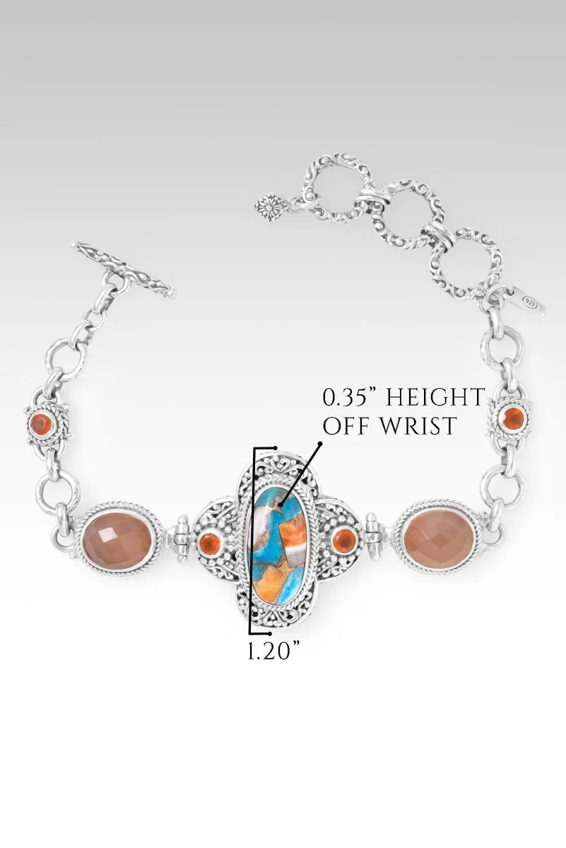 Wisdom in Surrender Bracelet™ in Kingman Turquoise Spiny Oyster, Orange Moonstone & Carnelian - Image 4